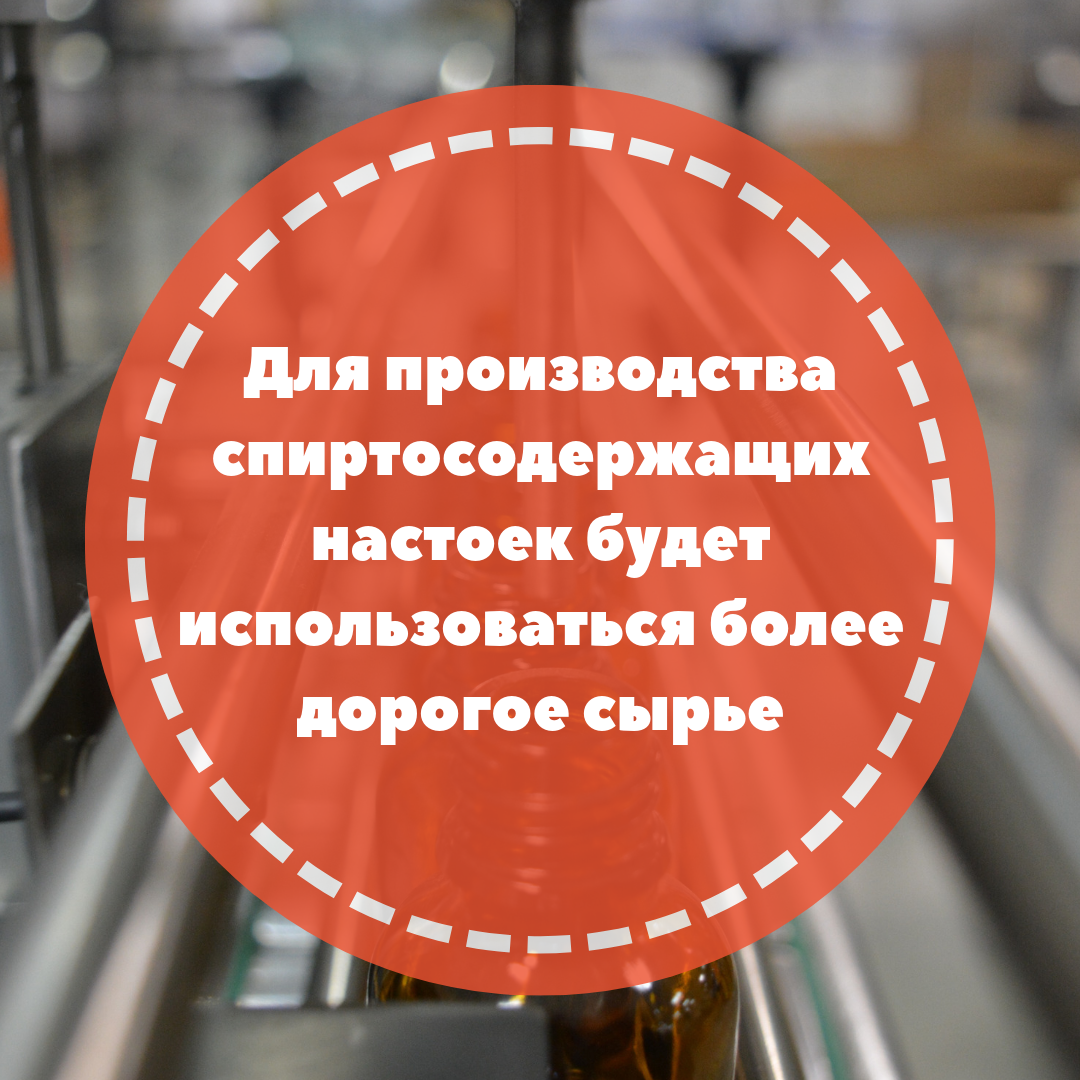 Для производства спиртосодержащих настоек будет использоваться более дорогое сырье