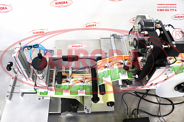 Полуавтоматический этикетировщик АЭ-4М (для пакетов) с датчиком наличия тары и датировщиком с увеличенной платформой