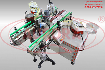 Двухпоточная линия для одновременного этикетирования цилиндрических и плоских флаконов АЭ