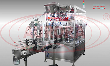 Линия розлива и укупорки растительных масел в ПЭТ-бутылки и канистры «МАСТЕР» с двумя ориентаторами и двумя забивщиками