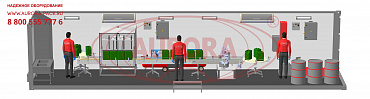 Мобильная линия розлива автохимии в канистры МЗ-500Р в ISO- контейнере